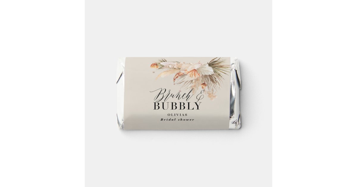 brunch and bubbly Bridal shower pampas grass Hershey's Miniatures | Zazzle