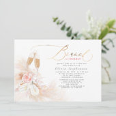 Brunch and Bubbly Bridal Shower Pampas Grass  Invitation (Standing Front)