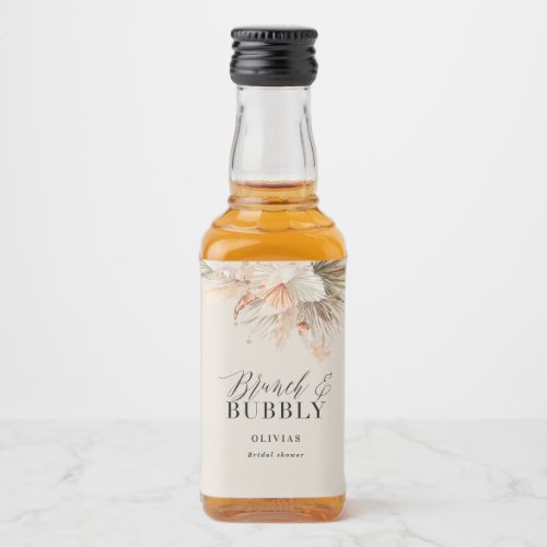 brunch and bubbly Bridal shower pampas grass Liquo Liquor Bottle Label