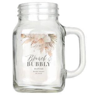 brunch and bubbly Bridal shower pampas grass Mason Jar