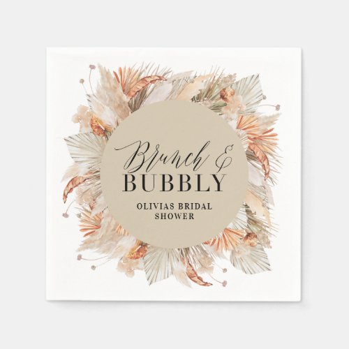 brunch and bubbly Bridal shower pampas grass  Napkins