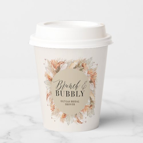 brunch and bubbly Bridal shower pampas grass Paper Cups