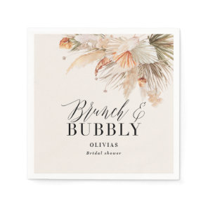 brunch and bubbly Bridal shower pampas grass Paper Napkins