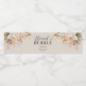 brunch and bubbly Bridal shower pampas grass Water Bottle Label (Single Label)