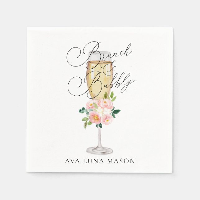 Brunch and Bubbly Bridal Shower Paper Napkins (Front)