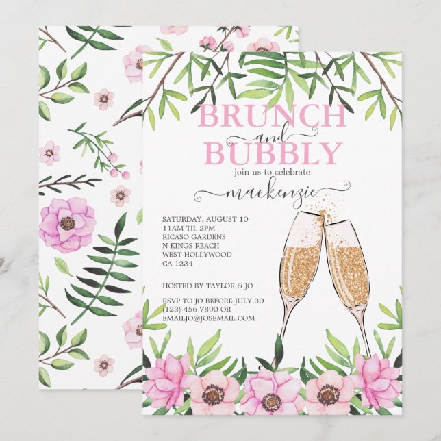 Brunch and Bubbly Bridal Shower Personalized Invitation (Front/Back)