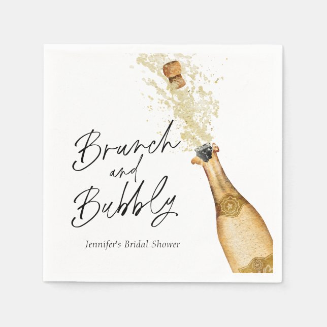 Brunch and Bubbly Bridal Shower Personalized Napkins (Front)