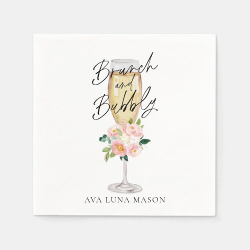 Brunch and Bubbly Bridal Shower Personalized Napkins