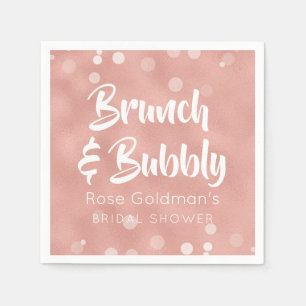 Brunch and Bubbly Bridal Shower Pink Rose Gold Paper Napkins