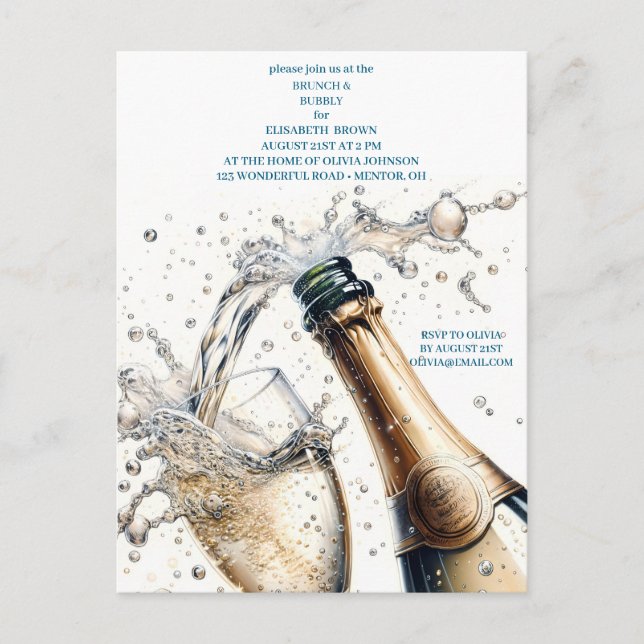 Brunch and Bubbly Bridal Shower Postcard (Front)