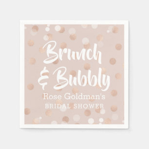 Brunch and Bubbly Bridal Shower Rose Gold Confetti Napkins