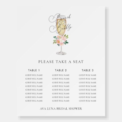 Brunch and Bubbly Bridal Shower Seating Chart Foam Board