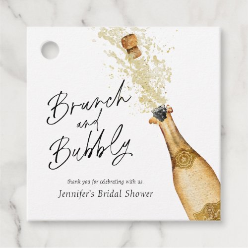 Brunch and Bubbly Bridal Shower Square Favor Tags