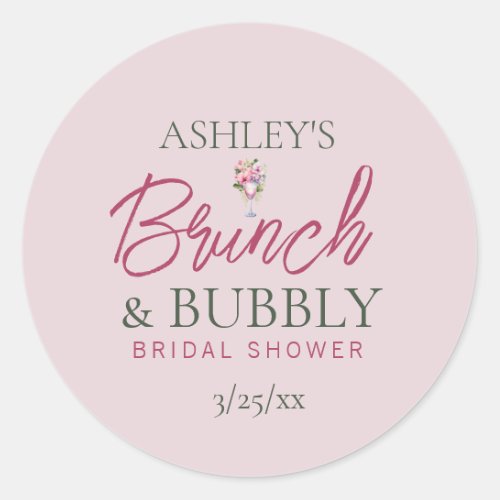 Brunch and Bubbly Bridal Shower Sticker