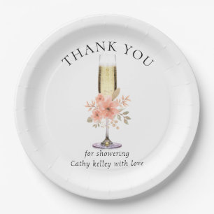 Brunch and Bubbly Bridal Shower Thank You 9" Round Paper Plates