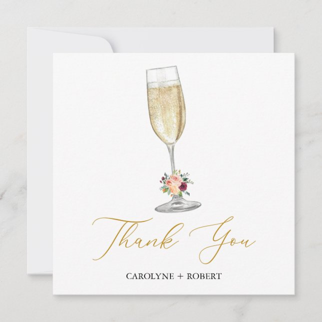 Brunch And Bubbly Bridal Shower Thank You Card (Front)