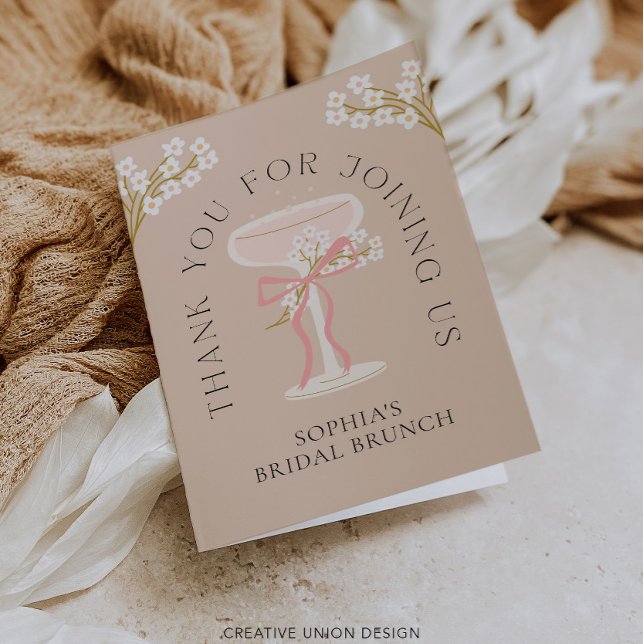 Brunch and Bubbly Bridal Shower Thank You Card (Creator Uploaded)