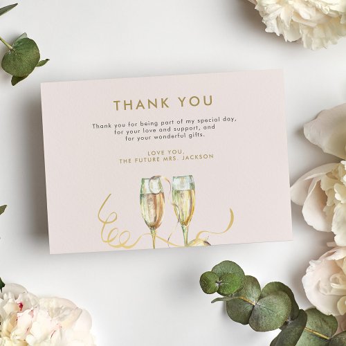 Brunch and bubbly bridal shower thank you card