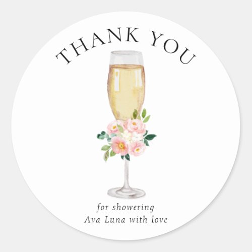 Brunch and Bubbly Bridal Shower Thank you Classic Round Sticker