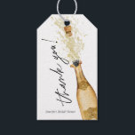 Brunch and Bubbly Bridal Shower Thank you Favor Gift Tags<br><div class="desc">Brunch and Bubbly thank you favor gift tags. Personalize them with your name and event. Designed with a beautiful watercolor Gold Champagne Bottle.  Matching items in our store Cava Party Design.</div>