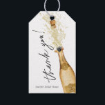 Brunch and Bubbly Bridal Shower Thank you Favor Gift Tags<br><div class="desc">Brunch and Bubbly thank you favor gift tags. Personalize them with your name and event. Designed with a beautiful watercolor Gold Champagne Bottle.  Matching items in our store Cava Party Design.</div>