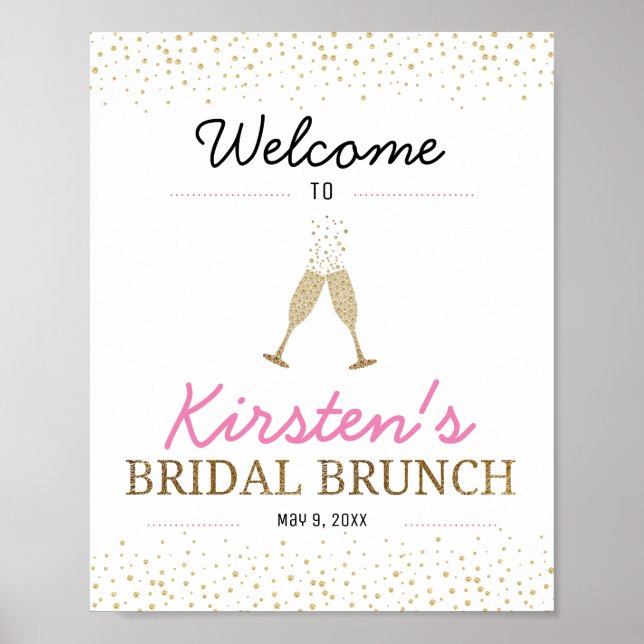 Brunch and Bubbly Bridal Shower Welcome Poster (Front)
