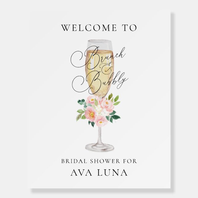 Brunch and Bubbly Bridal Shower Welcome Sign (Front)