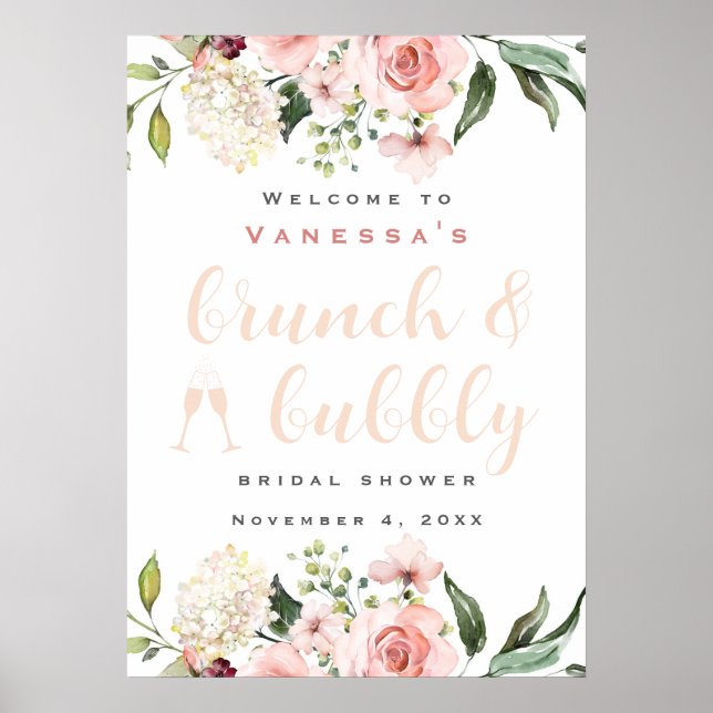 Brunch and Bubbly Bridal Shower Welcome Sign (Front)