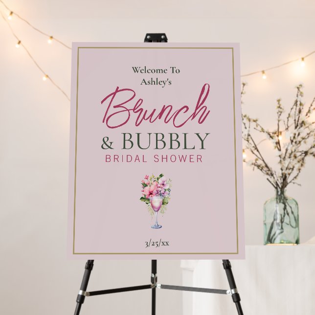 Brunch and Bubbly Bridal Shower Welcome Sign (In Situ (Stand))