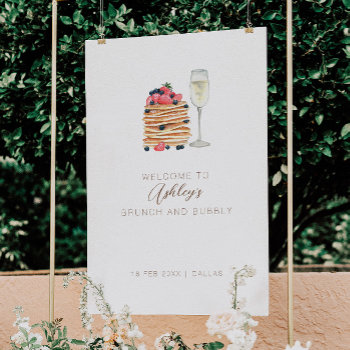 Brunch And Bubbly Bridal Shower Welcome Sign by PomPaperEvents at Zazzle