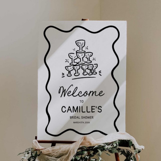Brunch and Bubbly Bridal Shower Welcome Sign (Retro Champagne Bridal Shower Welcome Sign
)