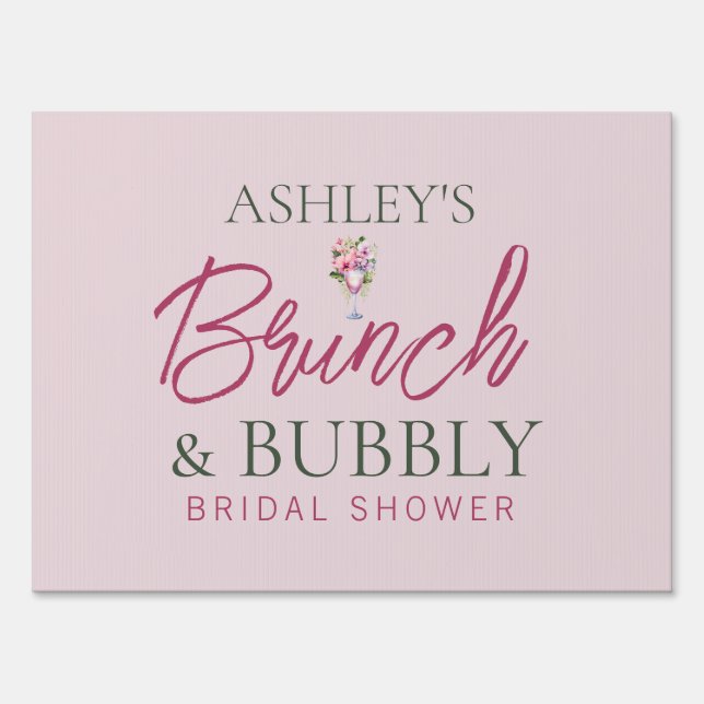 Brunch and Bubbly Bridal Shower Yard Sign (Front)