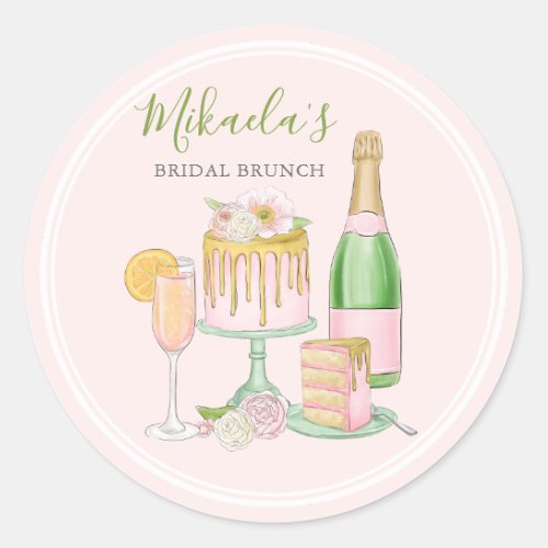 Brunch and Bubbly  Champagne and Drip Cake II Classic Round Sticker
