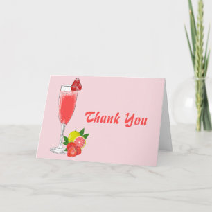 Brunch and bubbly champagne baby shower photo  letterpress thank you card