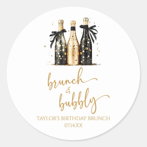 Brunch and Bubbly Champagne Birthday Brunch Party Classic Round Sticker