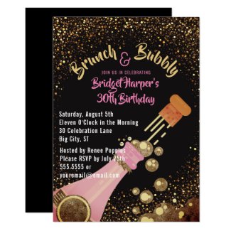 Brunch and Bubbly Champagne Birthday Invitation