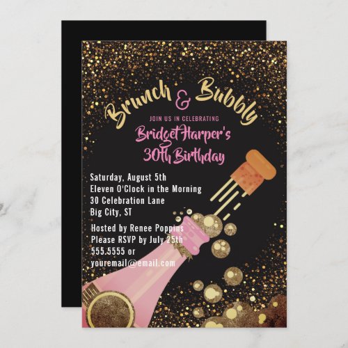 Brunch and Bubbly Champagne Birthday Invitation