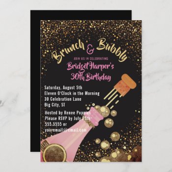 Brunch And Bubbly Champagne Birthday Invitation by angela65 at Zazzle