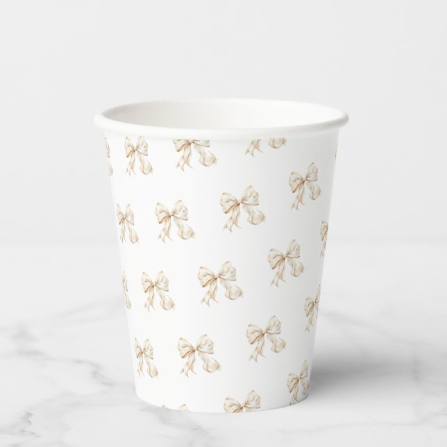 Brunch and Bubbly Champagne Bow Bridal Shower Paper Cups (Front)