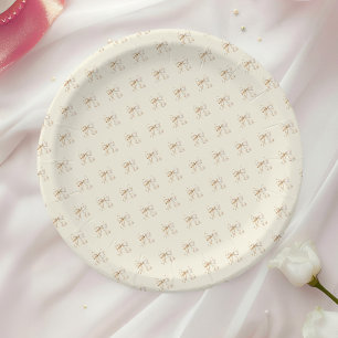 Brunch and Bubbly Champagne Bow Bridal Shower Paper Plates