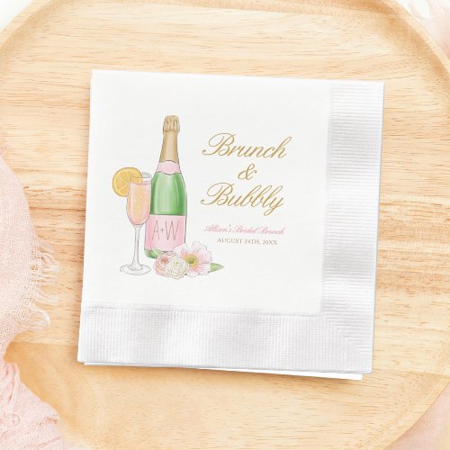 Brunch and Bubbly Champagne Bridal Brunch Napkins