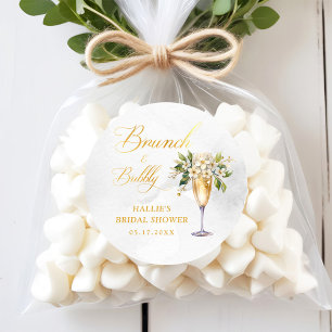 Brunch and Bubbly Champagne Bridal Shower Classic Round Sticker