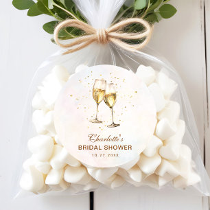 Brunch and Bubbly Champagne Bridal Shower Classic Round Sticker