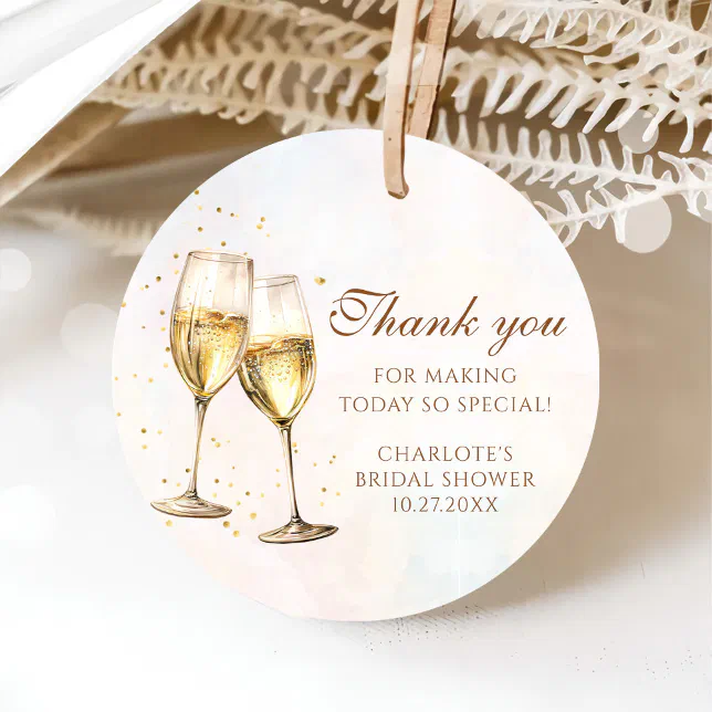 Brunch and Bubbly Champagne Bridal Shower Favor Tags | Zazzle