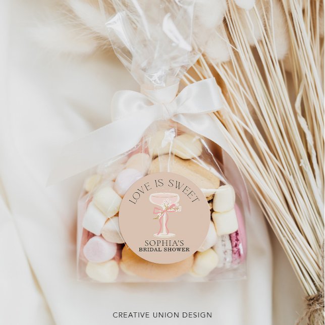Brunch and Bubbly Champagne Bridal Shower Favors Classic Round Sticker (Creator Uploaded)
