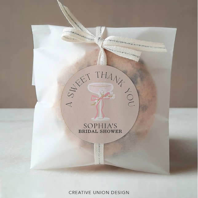 Brunch and Bubbly Champagne Bridal Shower Favors Classic Round Sticker (Creator Uploaded)