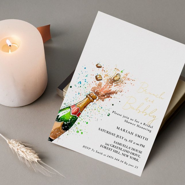 Brunch And Bubbly Champagne bridal Shower  Foil Invitation (Creator Uploaded)