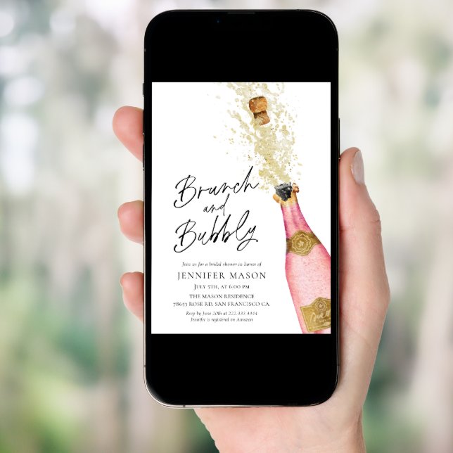 Brunch and Bubbly Champagne Bridal Shower Invitati Invitation (Front Digital)