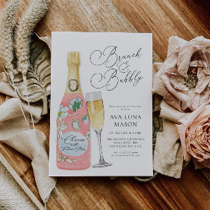 Brunch and Bubbly Champagne Bridal Shower Invitati Invitation