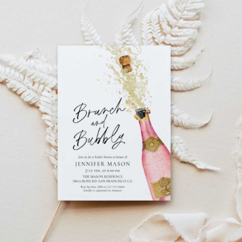 Brunch and Bubbly Champagne Bridal Shower Invitati Invitation